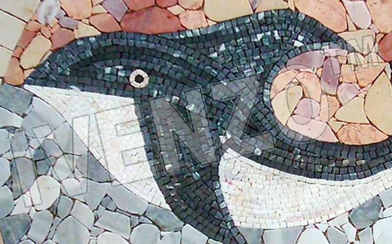 Mosaico MK018 Details Medallón con ballenas 1