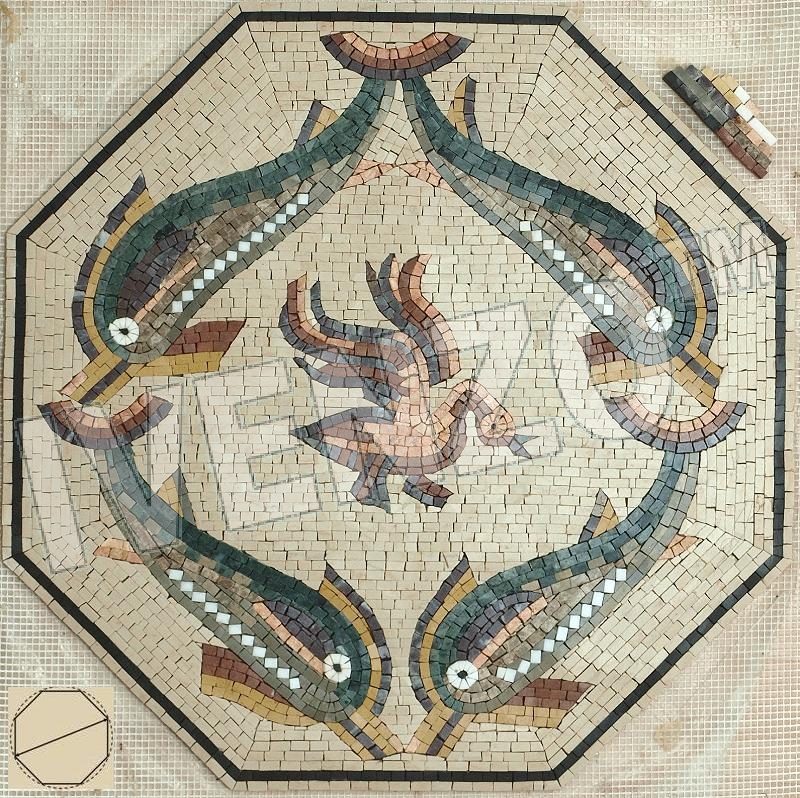 Mosaico AK002 Dolphins con cisne