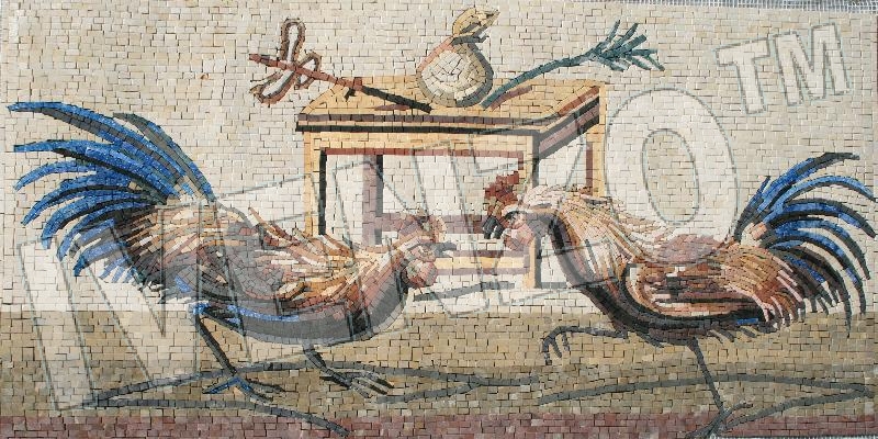 Mosaico AK008 pelea de gallos de Pompeya