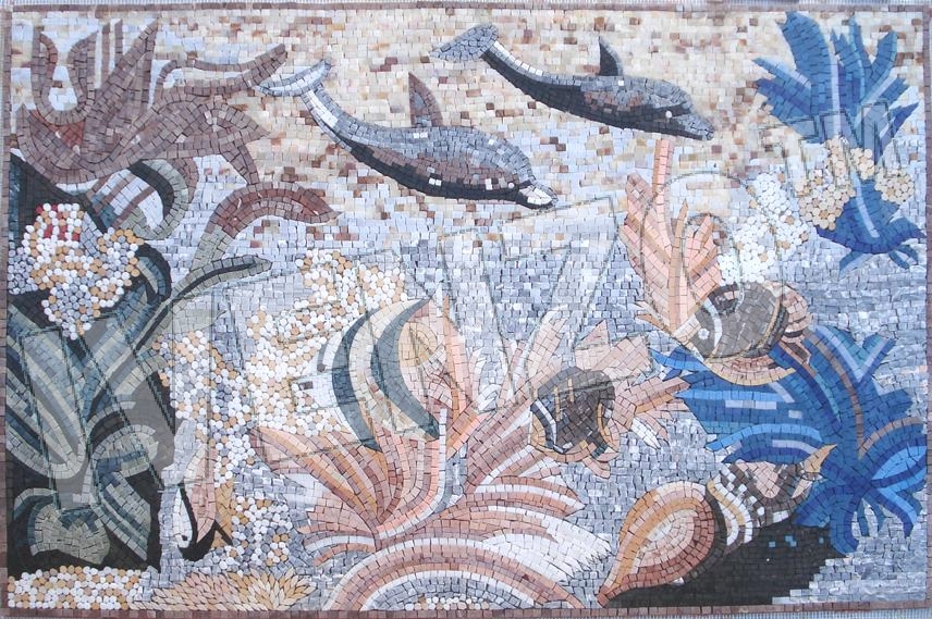 Mosaico AK014 escena con peces