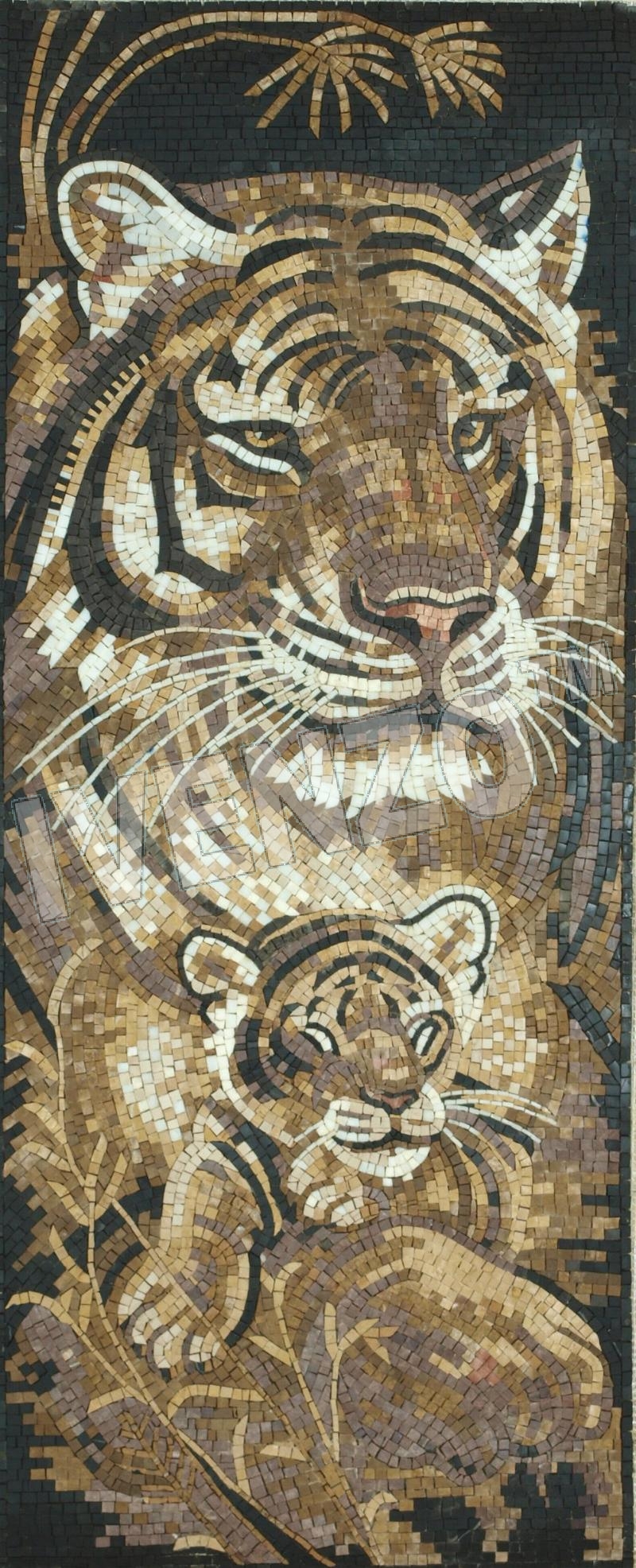 Mosaico AK048 Tigre con el bebé