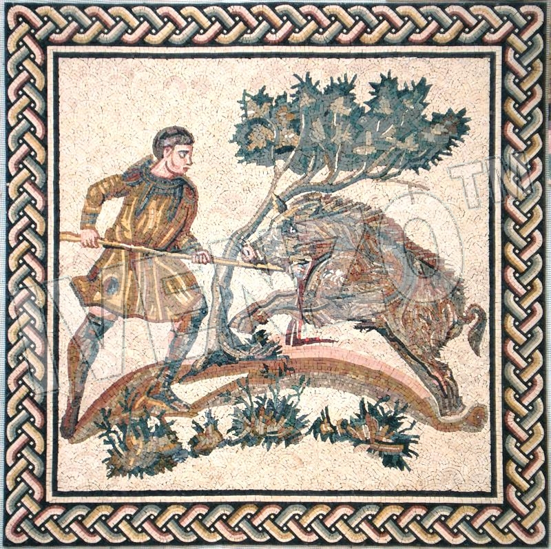 Mosaico FK106 Hombre cazando un jabalí