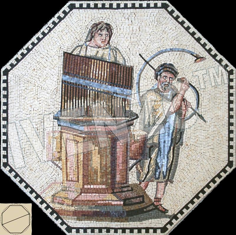 Mosaico FK107 Músicos con los órganos y la tuba