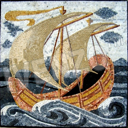 Mosaico GE121 barco con dos mstiles