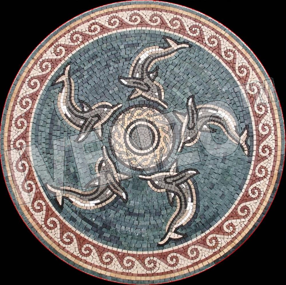 Mosaico MK003 Medallón con delfines