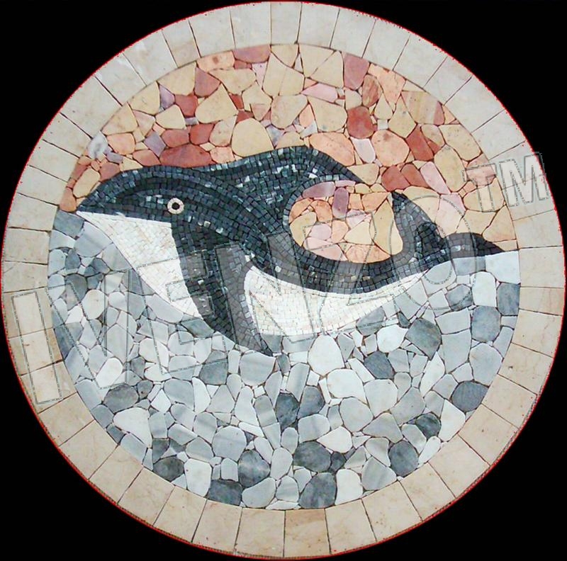 Mosaico MK018 Medallón con ballenas