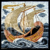 Mosaico barco con dos mástiles