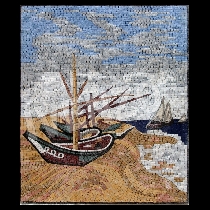 Mosaico Vincent van Gogh: Barcos en la playa