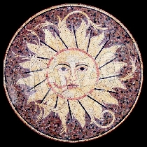 Mosaico sol en colores cálidos