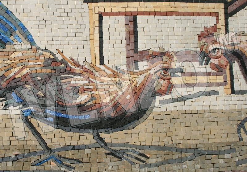 Mosaico AK008 Details pelea de gallos de Pompeya 1