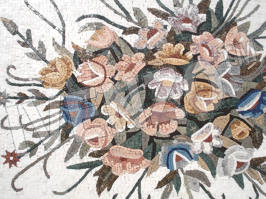 Mosaico CK045 Details alfombra de flores 1