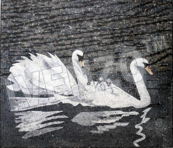 Mosaico AN050 cisnes con los hijos