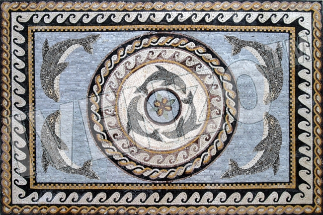 Mosaico CR201 alfombra con delfines