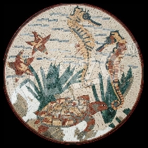 Mosaico diversos animales marinos