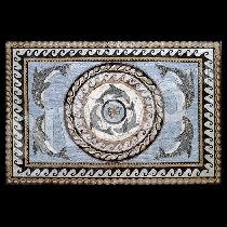 Mosaico alfombra con delfines