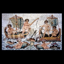 Mosaico Los niños en los barcos