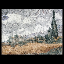 Mosaico van Gogh: Campo de trigo con cipreses